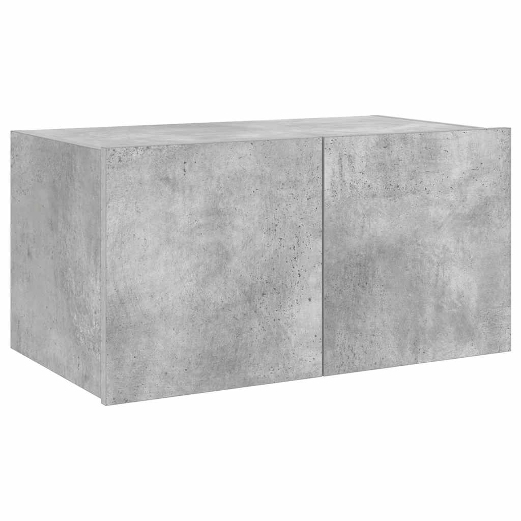 Mobile TV a Parete con Luci LED Grigio Cemento 60x35x31 cm