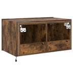 Mobile TV a Parete con Luci LED Rovere Fumo 60x35x31 cm