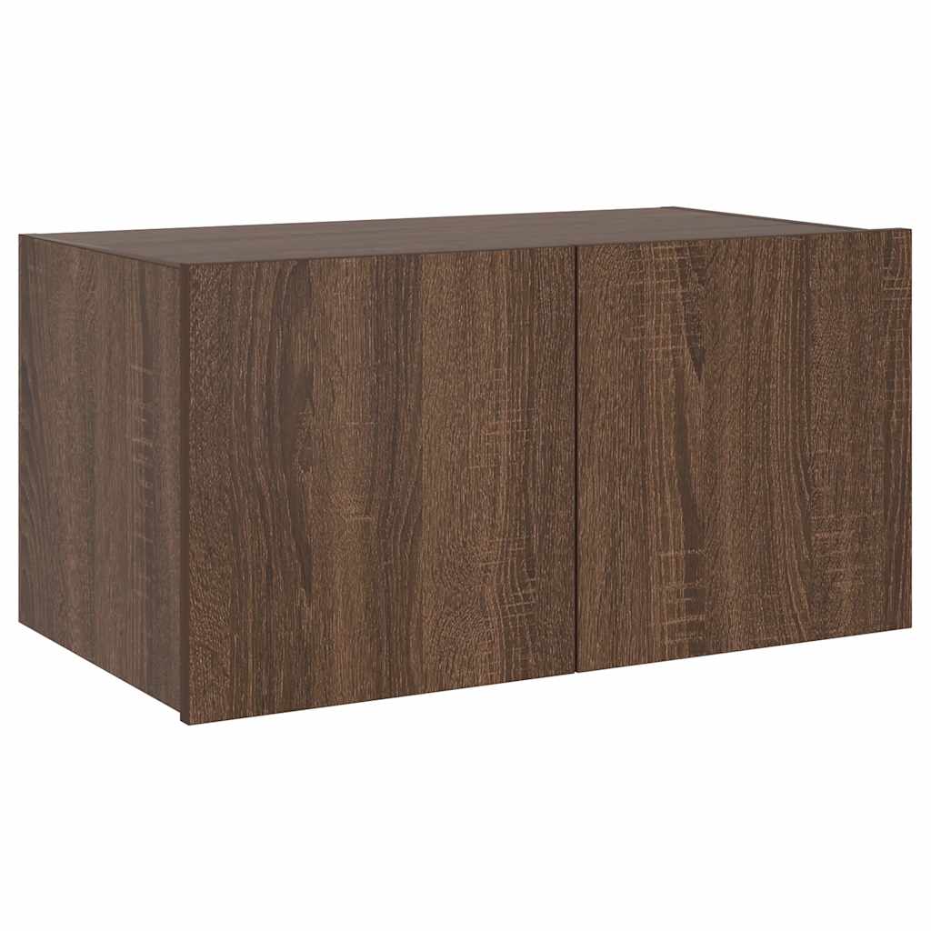 Mobile TV a Parete con Luci LED Rovere Marrone 60x35x31 cm