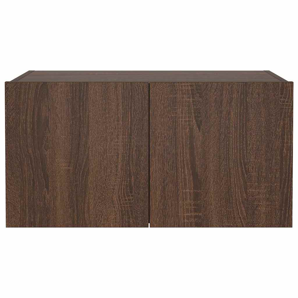Mobile TV a Parete con Luci LED Rovere Marrone 60x35x31 cm