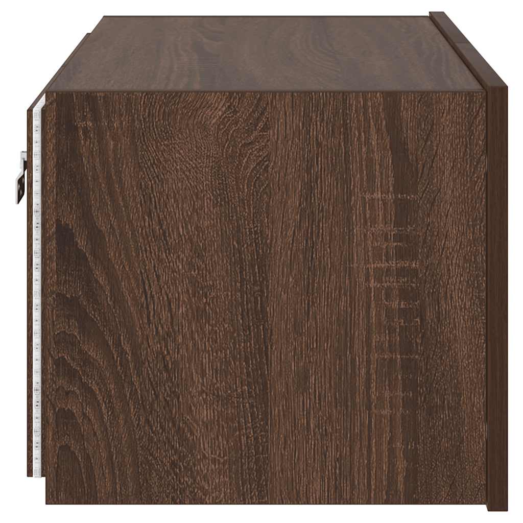 Mobile TV a Parete con Luci LED Rovere Marrone 60x35x31 cm