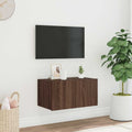 Mobile TV a Parete con Luci LED Rovere Marrone 60x35x31 cm