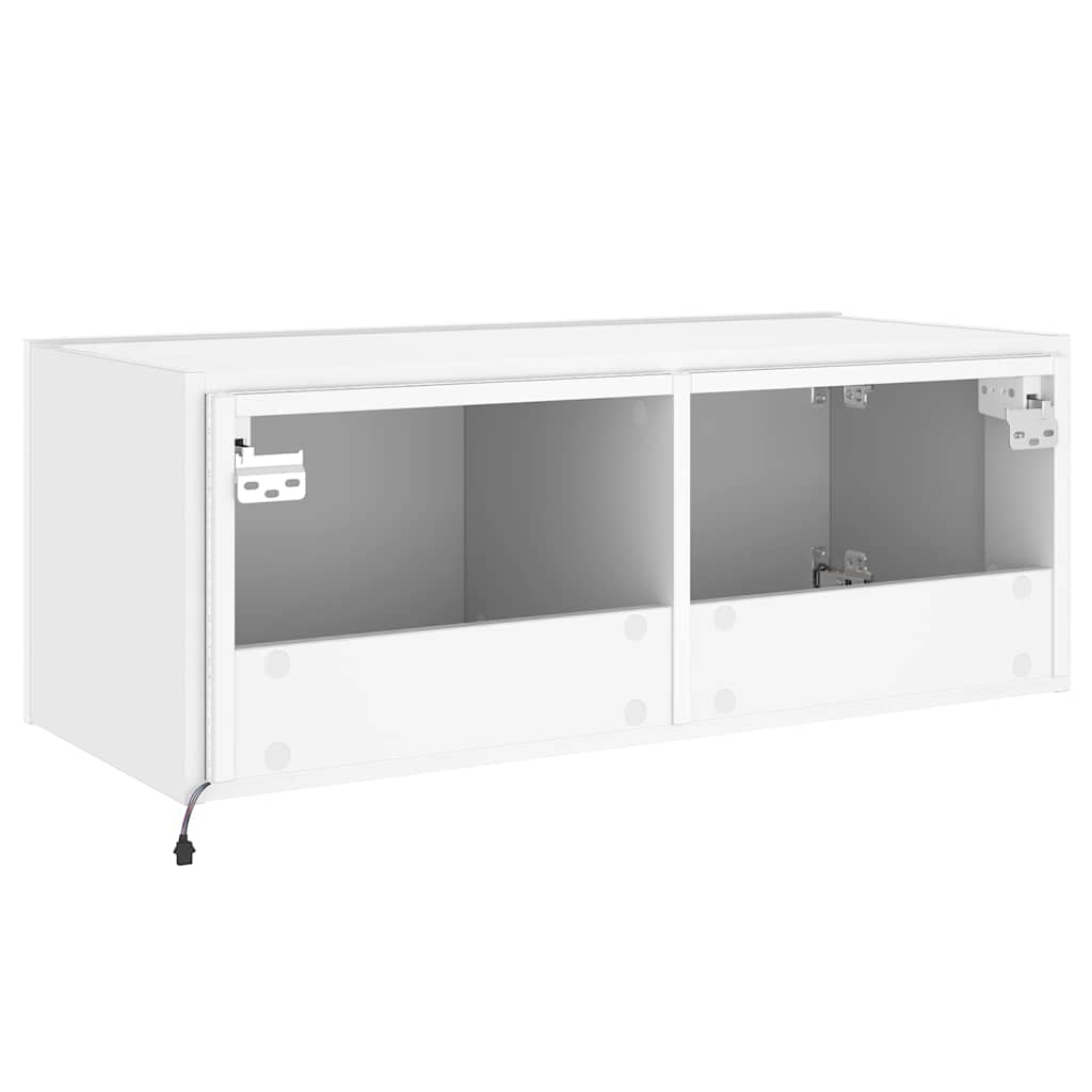 Mobile TV a Parete con Luci LED Bianco 80x35x31 cm