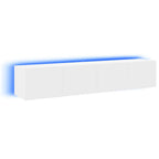 Mobili TV a Parete con Luci LED 2pz Bianchi 80x35x31 cm