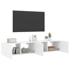 Mobili TV a Parete con Luci LED 2pz Bianchi 80x35x31 cm