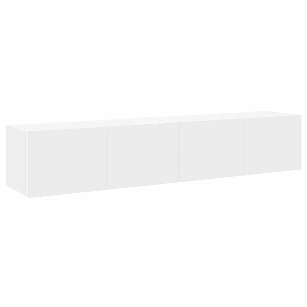 Mobili TV a Parete con Luci LED 2pz Bianchi 80x35x31 cm