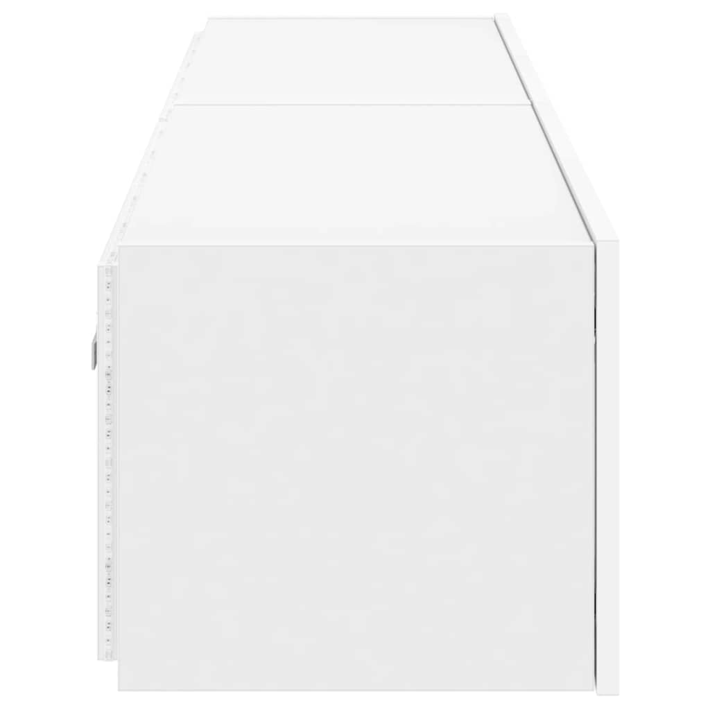 Mobili TV a Parete con Luci LED 2pz Bianchi 80x35x31 cm