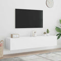 Mobili TV a Parete con Luci LED 2pz Bianchi 80x35x31 cm
