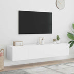 Mobili TV a Parete con Luci LED 2pz Bianchi 80x35x31 cm