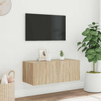Mobile TV a Parete con Luci LED Rovere Sonoma 80x35x31 cm