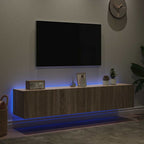 Mobili TV a Parete con Luci LED 2pz Rovere Sonoma 80x35x31 cm