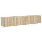Mobili TV a Parete con Luci LED 2pz Rovere Sonoma 80x35x31 cm