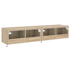 Mobili TV a Parete con Luci LED 2pz Rovere Sonoma 80x35x31 cm