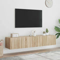 Mobili TV a Parete con Luci LED 2pz Rovere Sonoma 80x35x31 cm