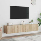 Mobili TV a Parete con Luci LED 2pz Rovere Sonoma 80x35x31 cm