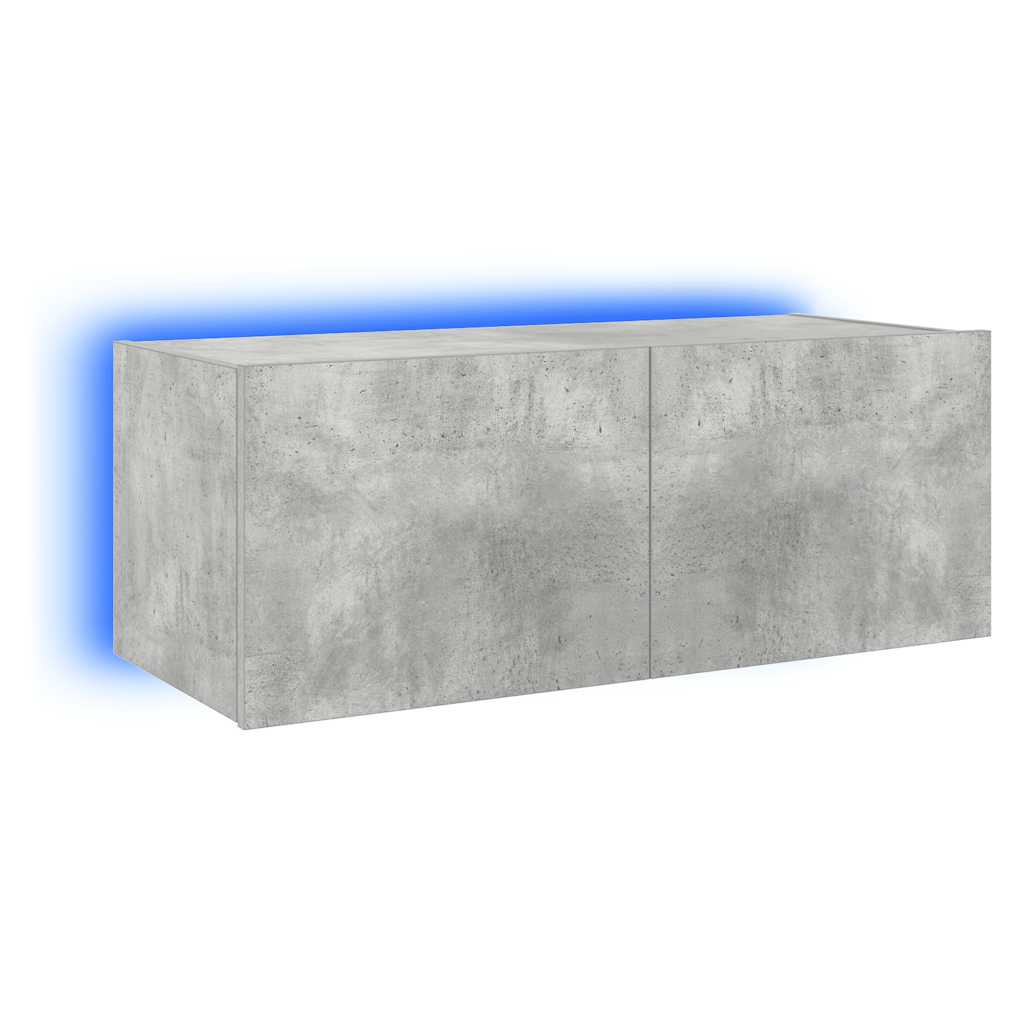 Mobile TV a Parete con Luci LED Grigio Cemento 80x35x31 cm