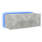 Mobile TV a Parete con Luci LED Grigio Cemento 80x35x31 cm