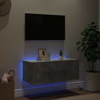Mobile TV a Parete con Luci LED Grigio Cemento 80x35x31 cm