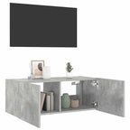Mobile TV a Parete con Luci LED Grigio Cemento 80x35x31 cm