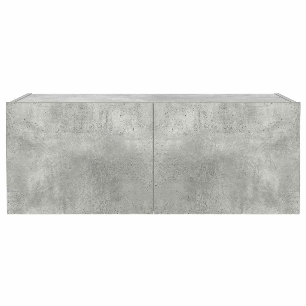 Mobile TV a Parete con Luci LED Grigio Cemento 80x35x31 cm
