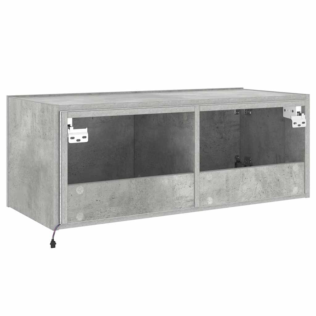 Mobile TV a Parete con Luci LED Grigio Cemento 80x35x31 cm