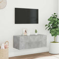 Mobile TV a Parete con Luci LED Grigio Cemento 80x35x31 cm