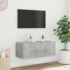 Mobile TV a Parete con Luci LED Grigio Cemento 80x35x31 cm