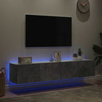 Mobili TV a Parete con Luci LED 2pz Grigio Cemento 80x35x31 cm