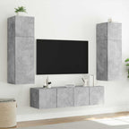 Mobili TV a Parete con Luci LED 2pz Grigio Cemento 80x35x31 cm