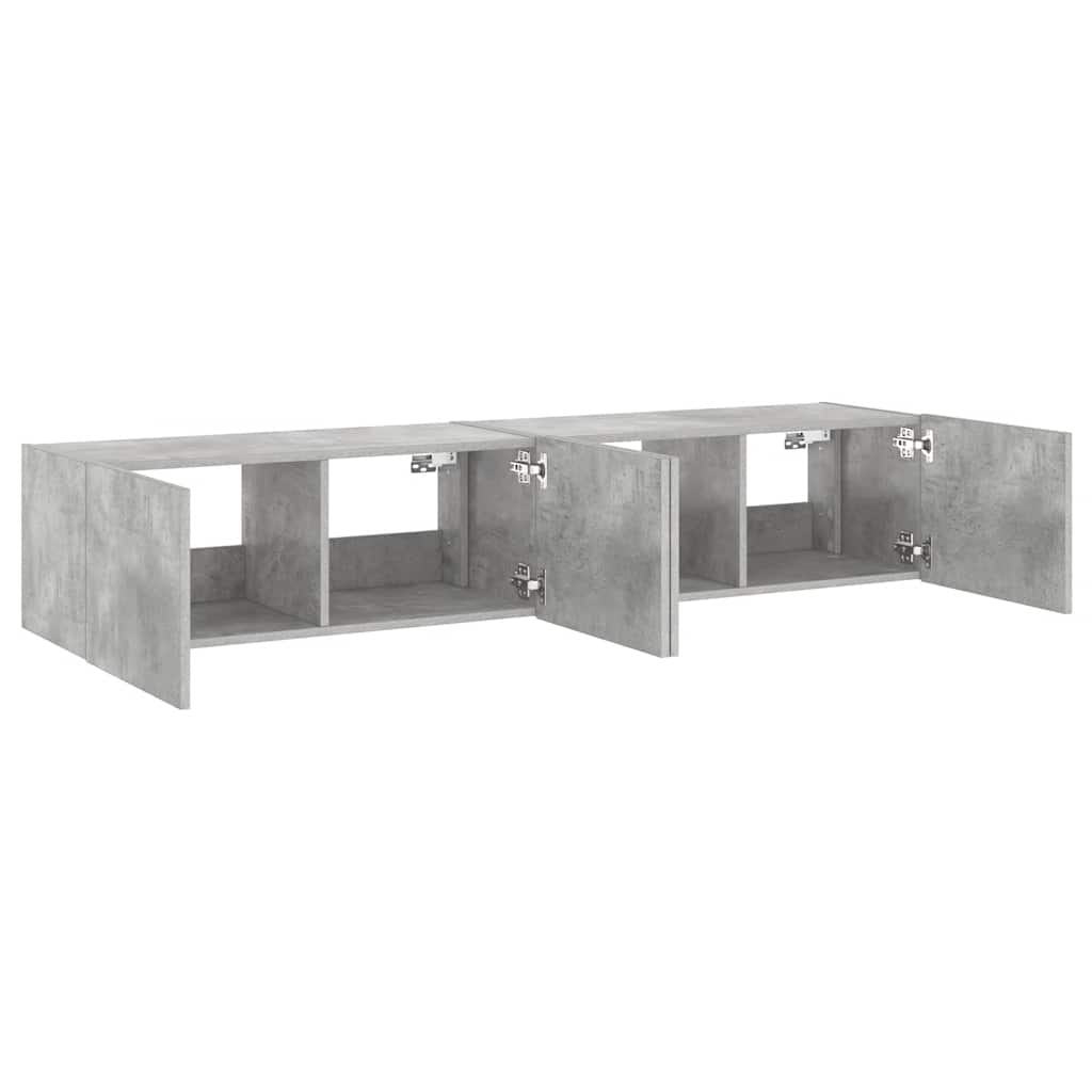 Mobili TV a Parete con Luci LED 2pz Grigio Cemento 80x35x31 cm