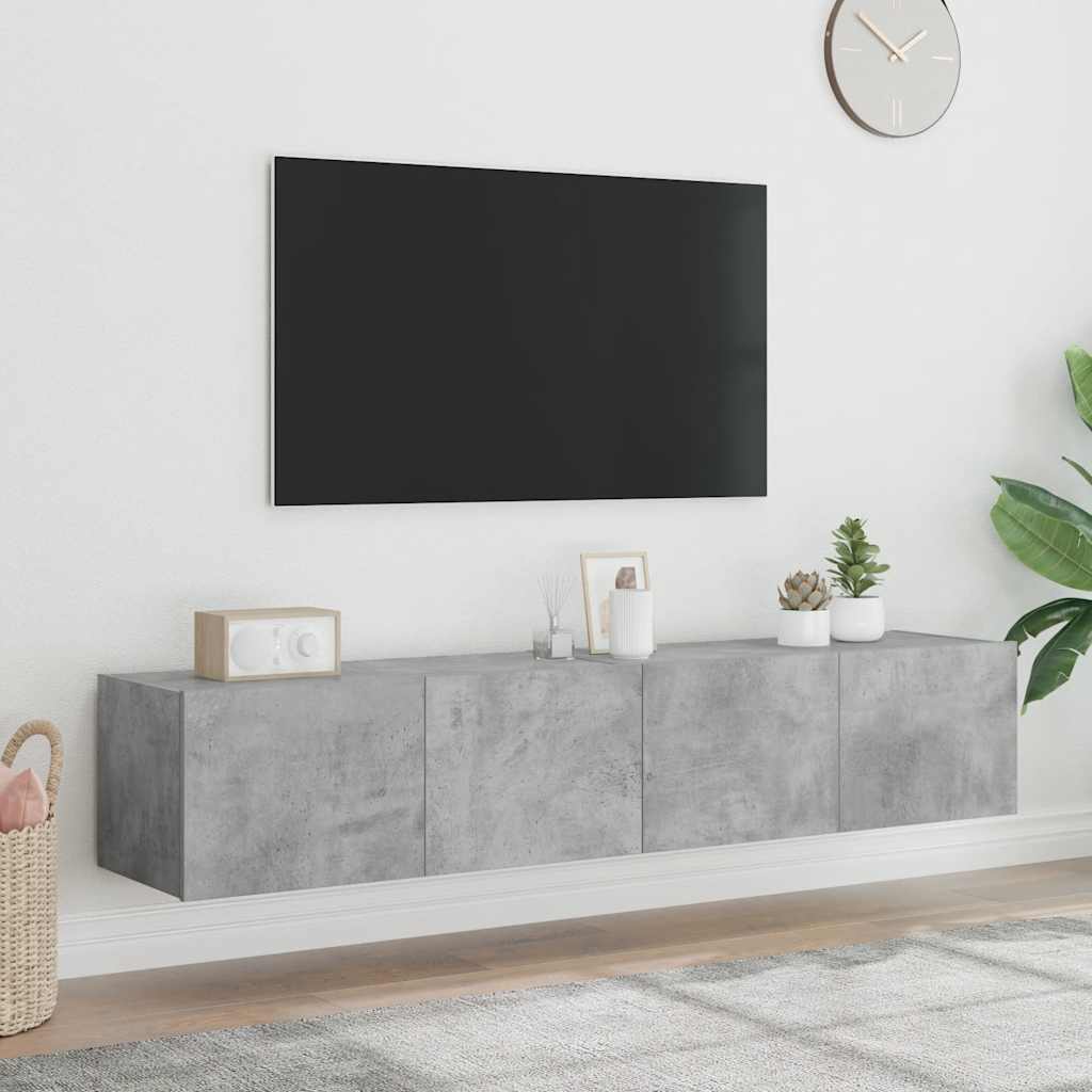 Mobili TV a Parete con Luci LED 2pz Grigio Cemento 80x35x31 cm