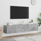 Mobili TV a Parete con Luci LED 2pz Grigio Cemento 80x35x31 cm