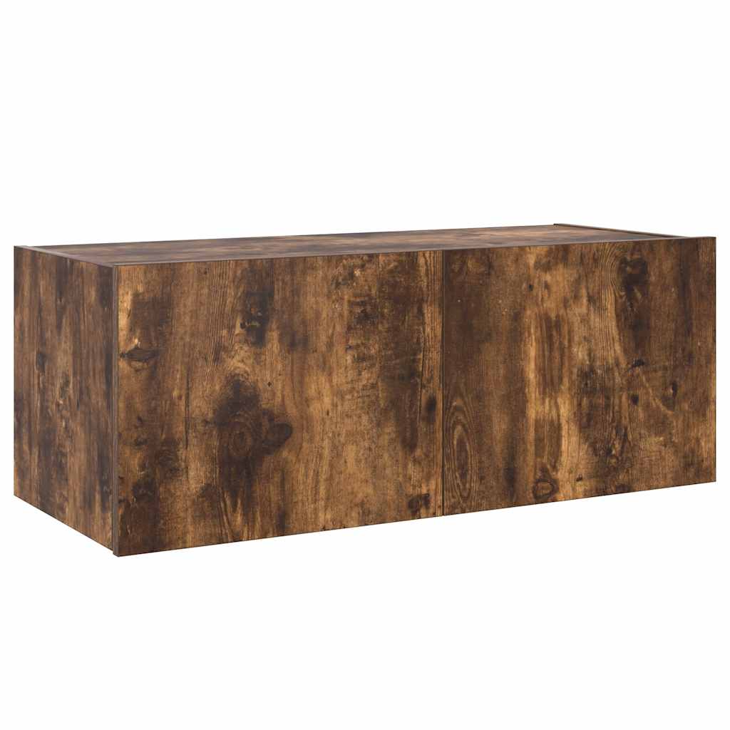 Mobile TV a Parete con Luci LED Rovere Fumo 80x35x31 cm