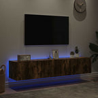 Mobili TV a Parete con Luci LED 2pz Rovere Fumo 80x35x31 cm