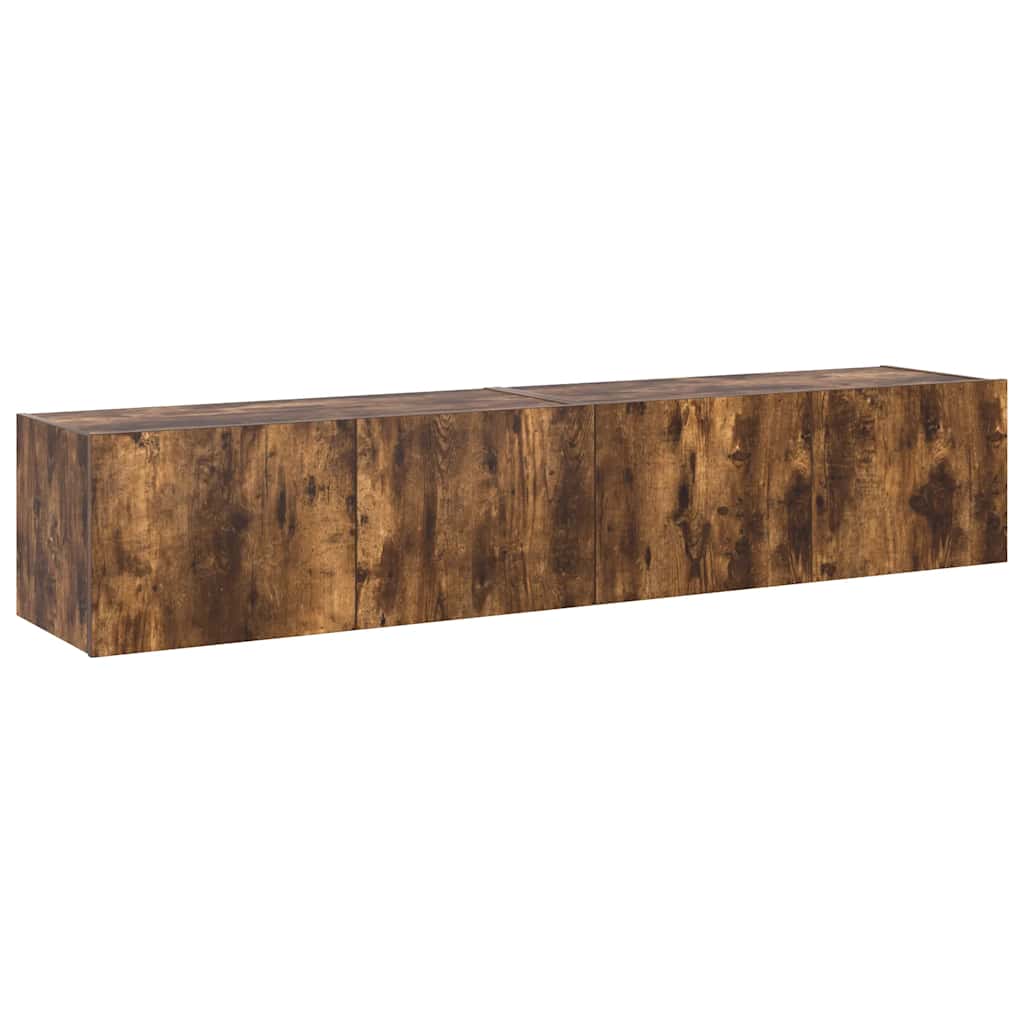 Mobili TV a Parete con Luci LED 2pz Rovere Fumo 80x35x31 cm