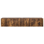 Mobili TV a Parete con Luci LED 2pz Rovere Fumo 80x35x31 cm
