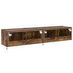 Mobili TV a Parete con Luci LED 2pz Rovere Fumo 80x35x31 cm