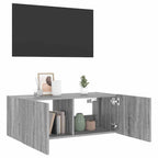 Mobile TV a Parete con Luci LED Grigio Sonoma 80x35x31 cm