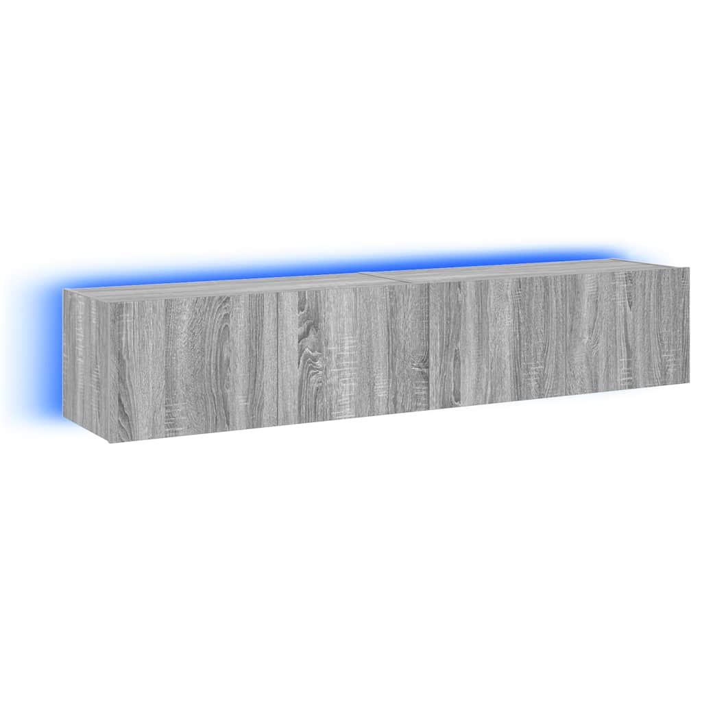 Mobili TV a Parete con Luci LED 2pz Grigio Sonoma 80x35x31 cm