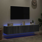 Mobili TV a Parete con Luci LED 2pz Grigio Sonoma 80x35x31 cm