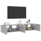 Mobili TV a Parete con Luci LED 2pz Grigio Sonoma 80x35x31 cm