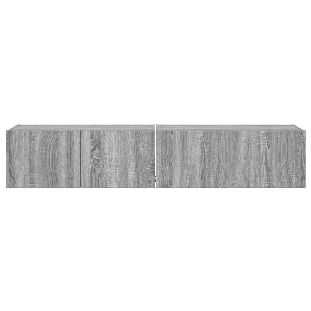 Mobili TV a Parete con Luci LED 2pz Grigio Sonoma 80x35x31 cm