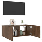 Mobile TV a Parete con Luci LED Rovere Marrone 80x35x31 cm