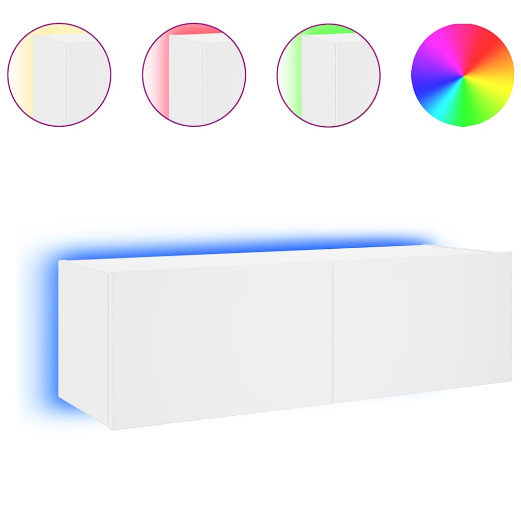 Mobile TV a Parete con Luci LED Bianco 100x35x31 cm