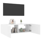 Mobile TV a Parete con Luci LED Bianco 100x35x31 cm