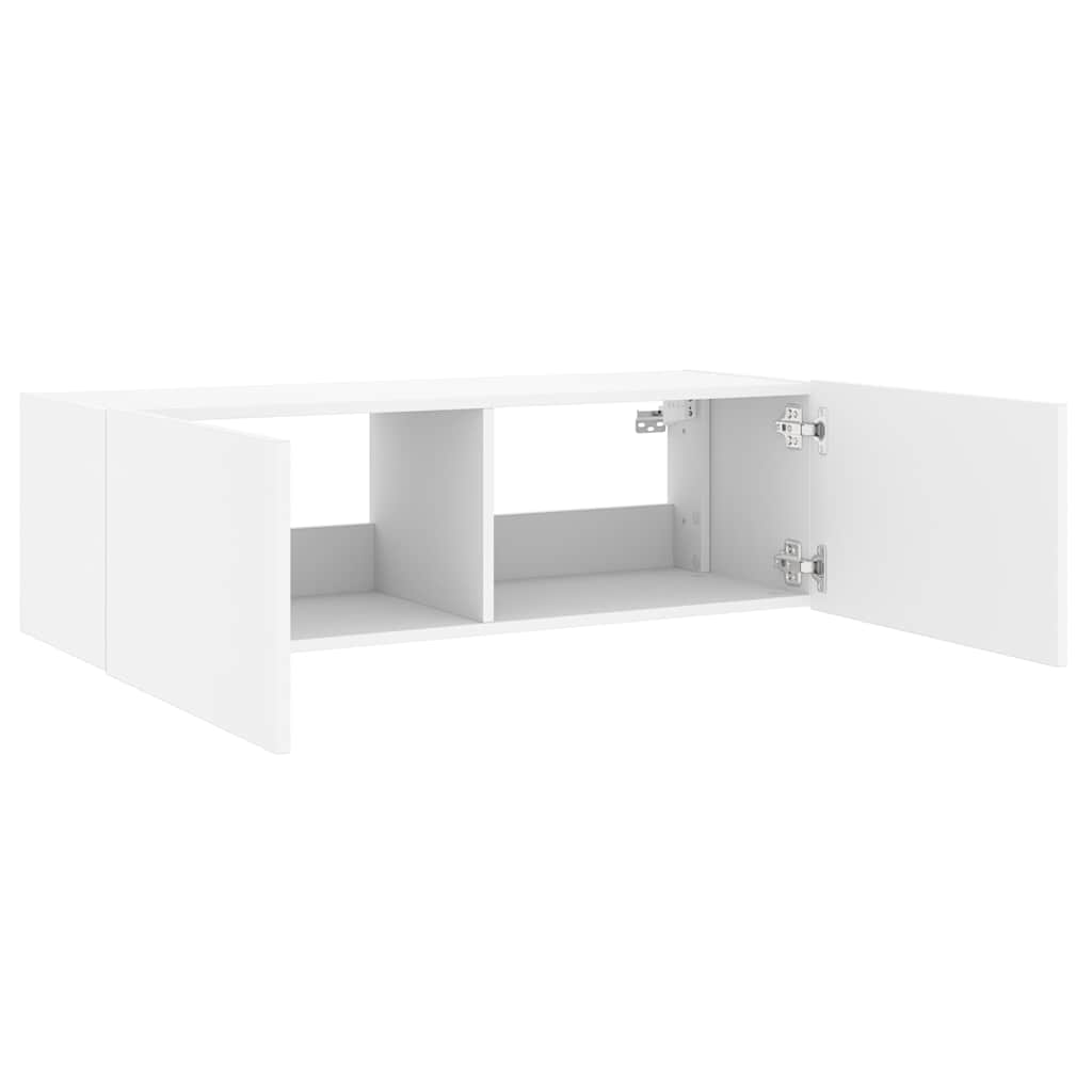 Mobile TV a Parete con Luci LED Bianco 100x35x31 cm