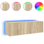 Mobile TV a Parete con Luci LED Rovere Sonoma 100x35x31 cm