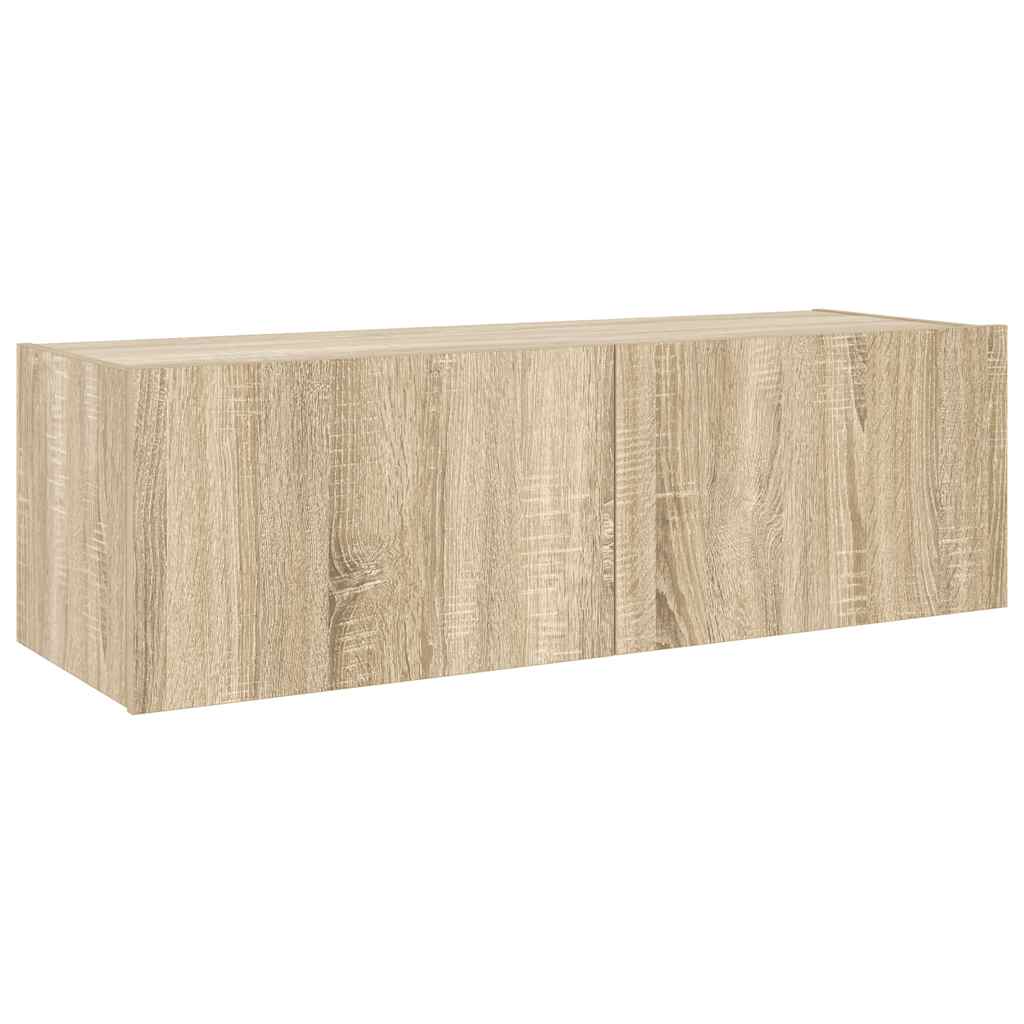 Mobile TV a Parete con Luci LED Rovere Sonoma 100x35x31 cm