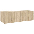 Mobile TV a Parete con Luci LED Rovere Sonoma 100x35x31 cm