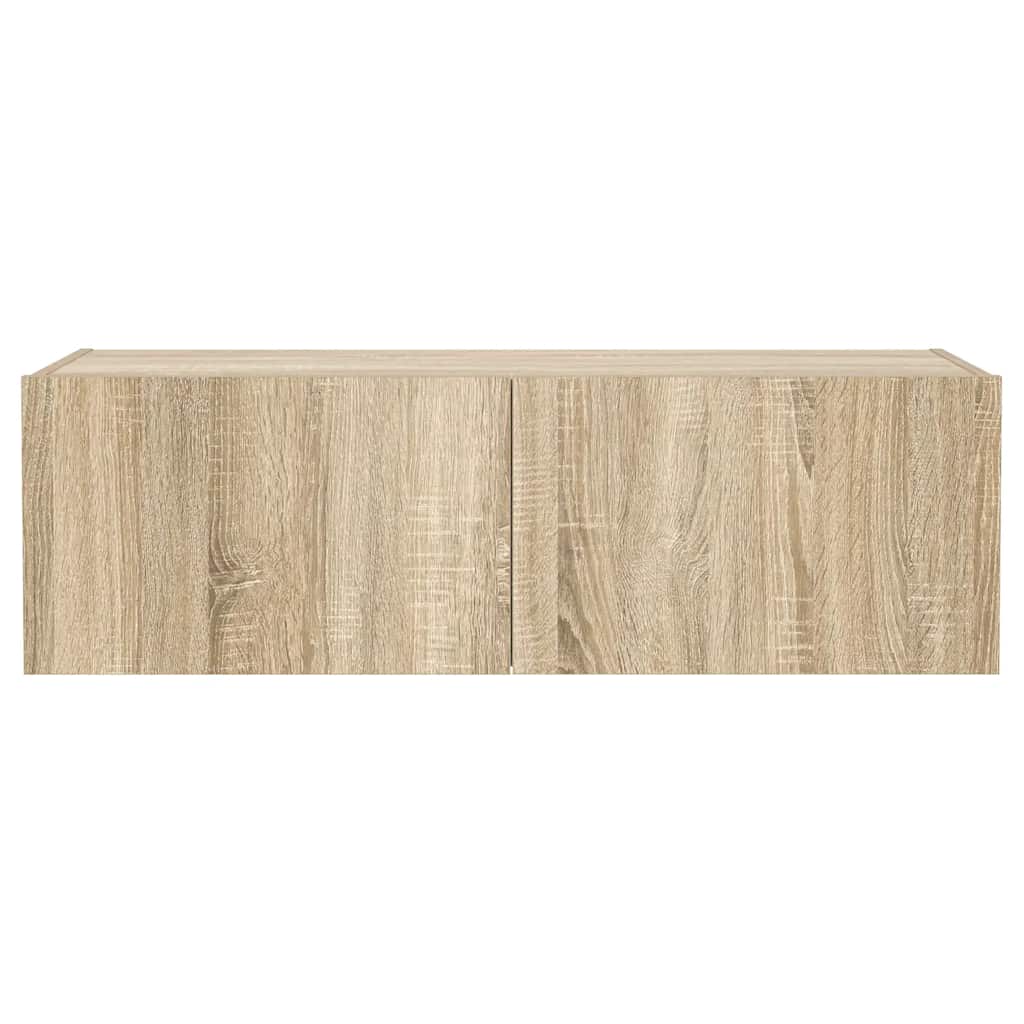 Mobile TV a Parete con Luci LED Rovere Sonoma 100x35x31 cm